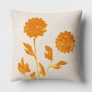 lot 4117 image: Botanical Square Throw Pillow CreamGold - Threshold