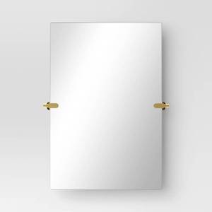 lot 4157 image: 20 x 30 Frameless Rectangular Pivot Mirror Brass - Threshold Wall Mount, Bathroom Decor