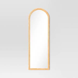 lot 4167 image: 22 x 65 Fluted Arch Floor Mirror Light Natural - Threshold Pine Frame, No Assembly Required - Retail $90