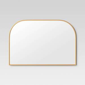 lot 4170 image: 36 x 24 Over the Mantel Mirror Gold - Threshold Rounded Top, Metal Frame, Wall Mounted