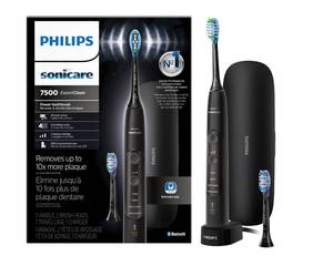 lot 4174 image: Philips Sonicare ExpertClean 7500 Black, Rechargeable Electric Power Toothbrush, HX969005 - Retail $190.39
