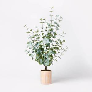 lot 4179 image: Large Artificial Eucalyptus Plant in Pot - Threshold designed with Studio McGee Faux Moss, Ceramic Base, Indoor Decor
