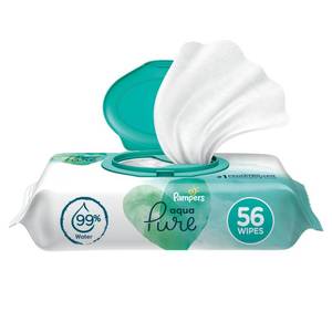 lot 4192 image: Pampers Aqua Pure Baby Wipes - 56ct