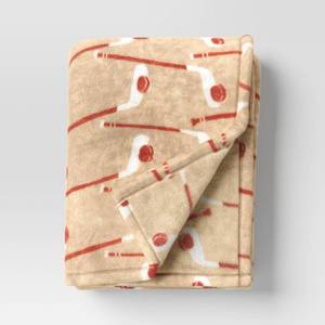 lot 4240 image: Hockey Plush Throw Blanket Beige