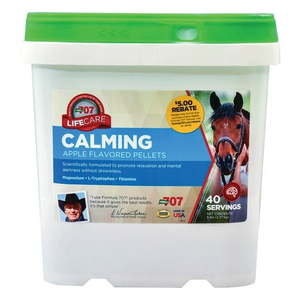 lot 4250 image: Formula 707 Calming Equine Supplement 5LB Bucket Anxiety Relief and Enhanced Focus for Horses L-Tryptophan Thiamine &amp Magnesium-DAMAGED, SOME CONTENTS MAY BE MISSING