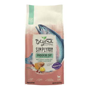 lot 4255 image: Purina Beyond Simply Grain FreeIndoor Dry Cat Food Salmon Egg & Sweet Potato 5 lb Bag-DAMAGED, SOME CONTENTS MAY BE MISSING