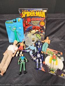 lot 230 image: Toys Including Bendable Gumpy, Robin and Large Spiderman Sticker Activity Book