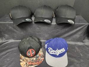 lot 157 image: Collection of Baseball Caps - Deadpool, Dodgers & Black Mesh Truckers