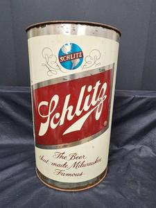 lot 165 image: Vintage Schlitz Beer Advertising Display Trash Can 16 tall