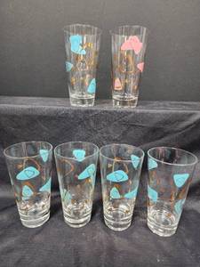lot 167 image: Vintage Mid-Century Modern Drinking Glass Set (6)