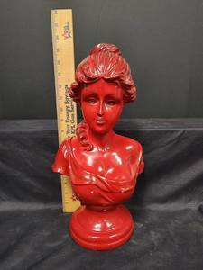 lot 174 image: Vintage 12 Red Classical Bust Sculpture