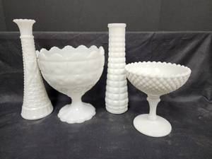 lot 183 image: Vintage Milk Glass Collection - Vases and Compotes
