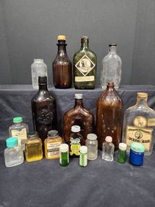 lot 185 image: Vintage Alcohol and Medication Bottles
