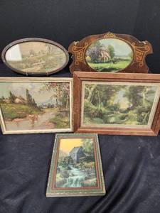 lot 202 image: Group of 5 Vintage Framed Pictures