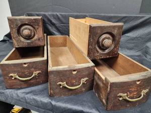 lot 517 image: 5 Antique Sewing Machine Cabinet Drawers