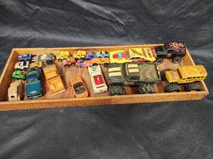 lot 521 image: Toys Cars in Wood Tray