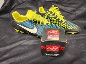 lot 551 image: Size 8.5 Nike Magista Cleats and New Rawlings Baseball