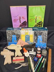 lot 585 image: Vintage Fountain Pen Collection with Esterbrook Box and Other Vintage Office Supplies.