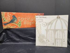 lot 643 image: Decorative Wooden Spread Hope Wall Sign with Bird and Floral Design and Other Picture