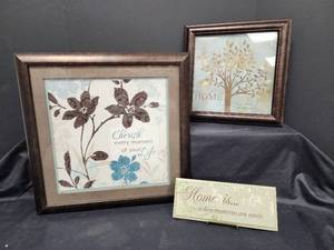 lot 645 image: 2 Framed Pictures and a Sign
