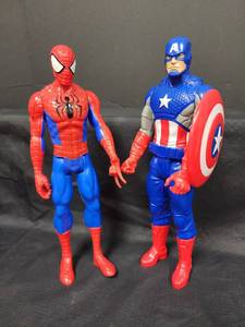 lot 16 image: Marvel Spider-Man and Captain America 12-inch Action Figure Set