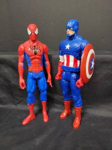 lot 18 image: Marvel Spider-Man and Captain America 12-inch Action Figure Set
