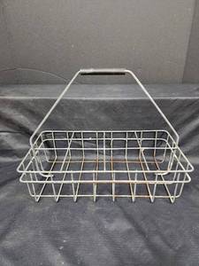 lot 55 image: Vintage Metal Wire Milk Bottle Carrier Basket