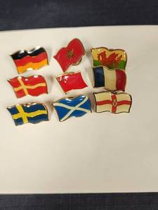 lot 82 image: International Flag Lapel Pin Collection - 8 Country Set