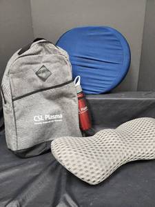 lot 86 image: CSL Plasma Promotional Gift Set - Backpack, Water Bottle and Support Cushions