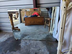 lot 734 image: Vintage Wall Mirror with Metal Mounting Brackets 40x30