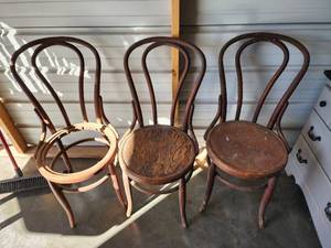 lot 805 image: Antique Bentwood Chairs Set of 3