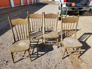 lot 806 image: Antique Pressed Back Dining Chairs Set of 4