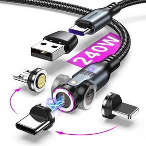 lot 7627001 image: PD 240W Magnetic USB C Charging Cable(1Pack, 6ft), 360°&amp180° Rotation Magnetic Charging CableUSB C to USB C Fast Charging CableMagnetic Phone Charger for Phone15, Ma-Book, Pad, Samsung Galaxy Series