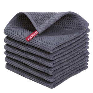 lot 7627005 image: Homaxy 100% Cotton Waffle Weave Kitchen Dish Cloths, Ultra Soft Absorbent Quick Drying Dish Towels, 12 x 12 Inches, 6-Pack, Dark Grey