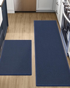 lot 7627019 image: DEXI Kitchen Rugs and Mats for Floor, 17x29  17x59, Non Slip Washable Absorbent Thin Woven Runner Rug for Front of Sink, Laundry Room, Hallway, Navy