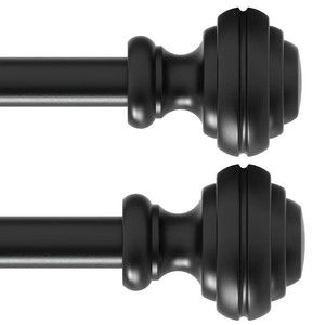 lot 7627021 image: Curtain Rods for Windows 48-84 inch,34 inch Heavy Duty Adjustable Decorative Curtain Rods with Modern Finials,2 Pack Window Curtain Rods for Bedroom, Living Room,Patio and Kitchen