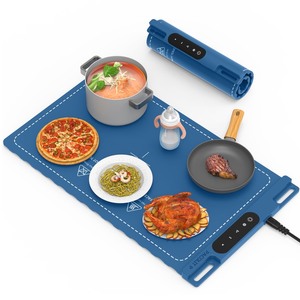 lot 7627022 image: Warming Mat for Food- Electric Warming Tray Full Surface Heating, Food Warming Mat for Buffet, Silicone Warming Mat with 3 Temperature Settings, Food Warmer for Parties Gatherings Holidays, Blue