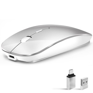 lot 7627026 image: Wireless Mouse for Laptop, Bluetooth Mouse for Macbook ProAirMaciPadChromebookComputer -Rechargeale Dual Mode(USB 2.4Ghz  Bluetooth 5.2 Bluetooth 3.0) Silent Cordless Mouse with USB C Adapter