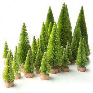 lot 7627027 image: LOVEINUSA 9PCS Mini Christmas Trees, Snowed Sisal Trees Bottle Brush Trees with Decorations for Christmas Winter Ornaments DIY Crafts