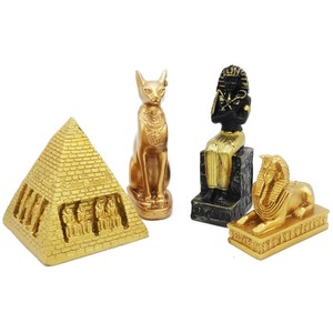 lot 7627028 image: TAC IBEX Egyptian Figure Decoration Set of 4 Ancient Pyramid Pharaoh Sphinx Egypt Decor Statue Tourism Souvenirs Decor Khufu Building Ornament Sculpture