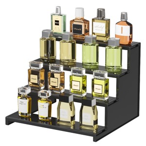 lot 7627035 image: Lifewit Plastic 12 Inch Dark Cologne Stand, Step Perfume Organizer,Versatile Display Stand Shelf for Fragrance, Skincare, Figurine, Dessert, Use for Vanity, Tabletop, Cabinet,1 Set