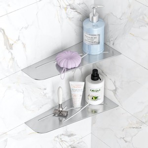 lot 7627042 image: Qeke Shower Corner Shelf 304 Stainless Steel 12 Corner Shelf Bathroom Shampoo Holder for Shower Floating Corner Shelf for Wall, No Drilling, Brushed Nickle, 2Pack