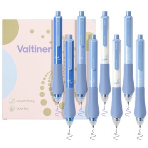 lot 7627043 image: Valtiner 8Pcs Retractable Erasable Gel Pens, Blue & Black Ink 0.5mm Fine Tip with Clean Eraser, Smooth Writing, for Note Marking, Crossword Puzzles (Blue)