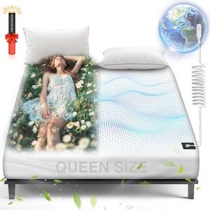 lot 7627046 image: AsmrCap Grounding Sheets Queen, 95% Organic Cotton 5% Pure Silver Fiber, Grounded Sheets with Grounding Cord, Bed Grounding Kit for Healthy Sleep Therapy Queen-60x 80x 15 White - Retail $89.67