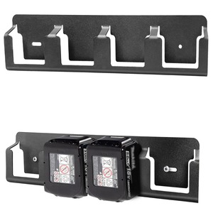 lot 7627051 image: YAMTO Metal Wall Mount Holder fits for Makita and Bosch 18V Lithium-Ion Batteries,Tool Batteries Rack Effortless Organization,Secure 4 Slot Organizer for a Clutter-Open Workspace