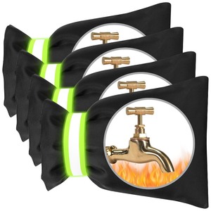 lot 7627054 image: Faucet Covers for Winter, 4 Pack 6.3 W x 8.7 H Outside Faucet Cover Freeze Protection Reusable Waterproof Pipe Insulation Cover Socks for Outdoor Garden Faucet Spigot Hose Bib
