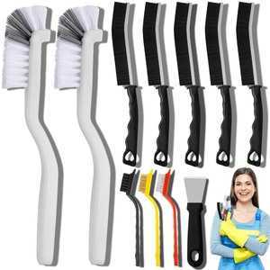 lot 7627062 image: Dfacio 11Pcs Crevice Cleaning Brush Set, Hard Bristle Cleaning Supplies for Kitchen, Bathroom, Corner, Sink, Cup, Teapot, Bottle, Blender