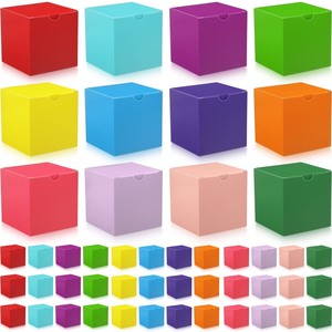 lot 7627067 image: Zhehao 48 Pack Colorful Gift Boxes Small Cardboard Gift Boxes with Lids Bulk Square Kraft Paper Cube Box Assemble for Candles Wedding Presents Easy Birthday(3 x 3 x 3 Inch,Assorted Color)