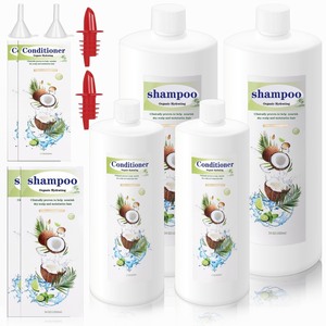 lot 7627070 image: Dualshine 4 Pcs Extra Large Plastic Fake Shampoo Conditioner Flasks Kit,Empty Shampoo Bottles,Leak-Proof Plastic Bottle Containers for Cruises,Beach,Concerts