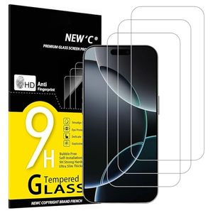 lot 7627078 image: NEWC 3 Pack Designed compatible for iPhone 16 Pro (6.3 inches) Screen Protector Tempered Glass,Case Friendly Ultra Resistant